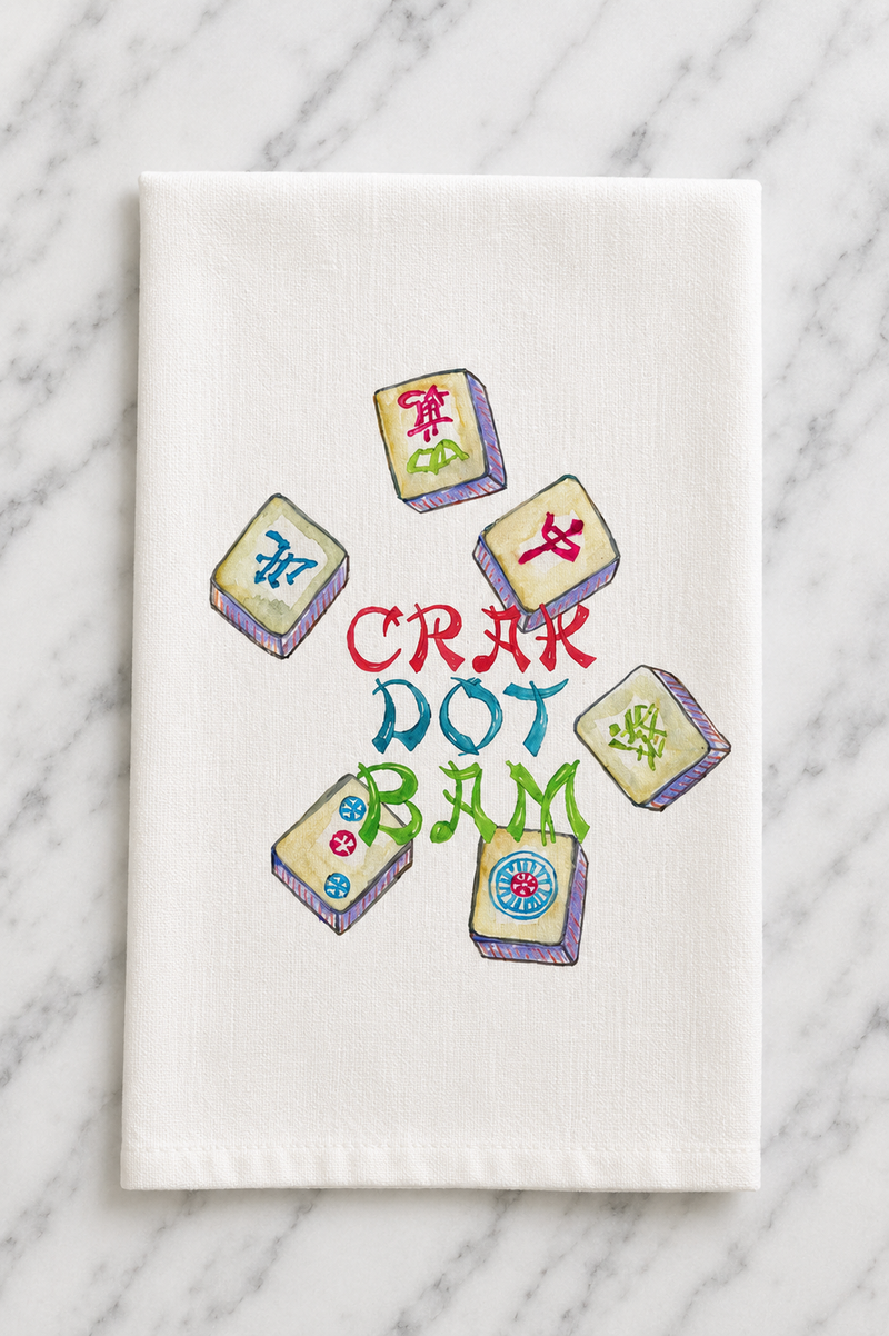 Colorful Mahjong Tiles Tea Towel