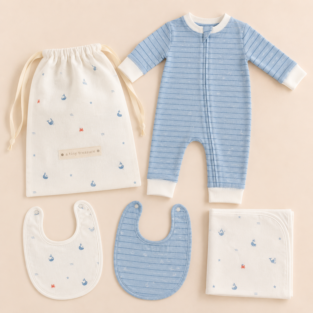 Layette Set, Nautical + Waves -0-3 months
