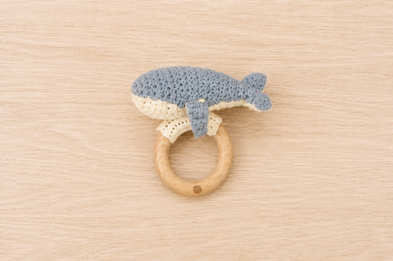 Cotton Crochet Rattle Teether Whale