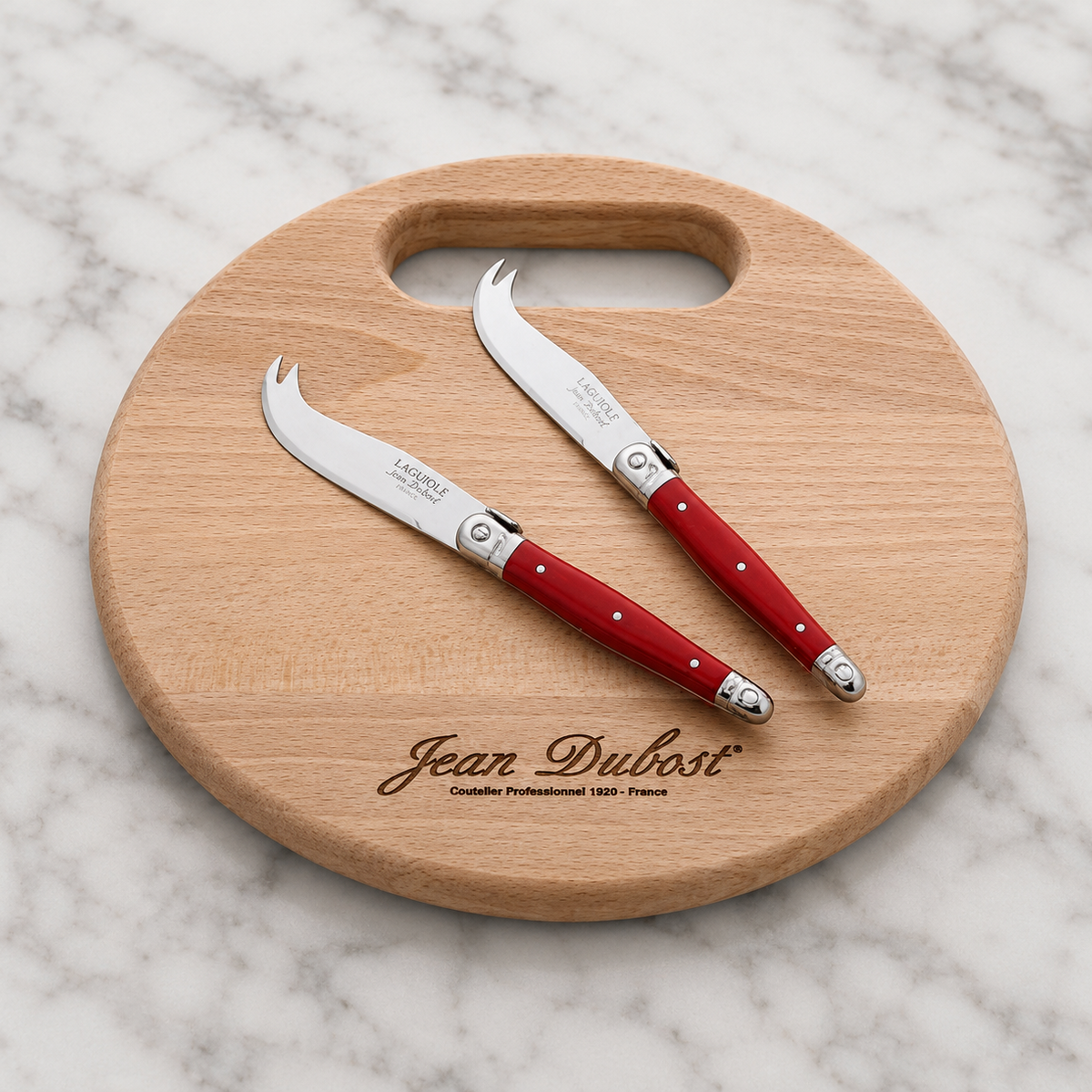 Jean Dubost 2pc Cheese Set Red with Round Board