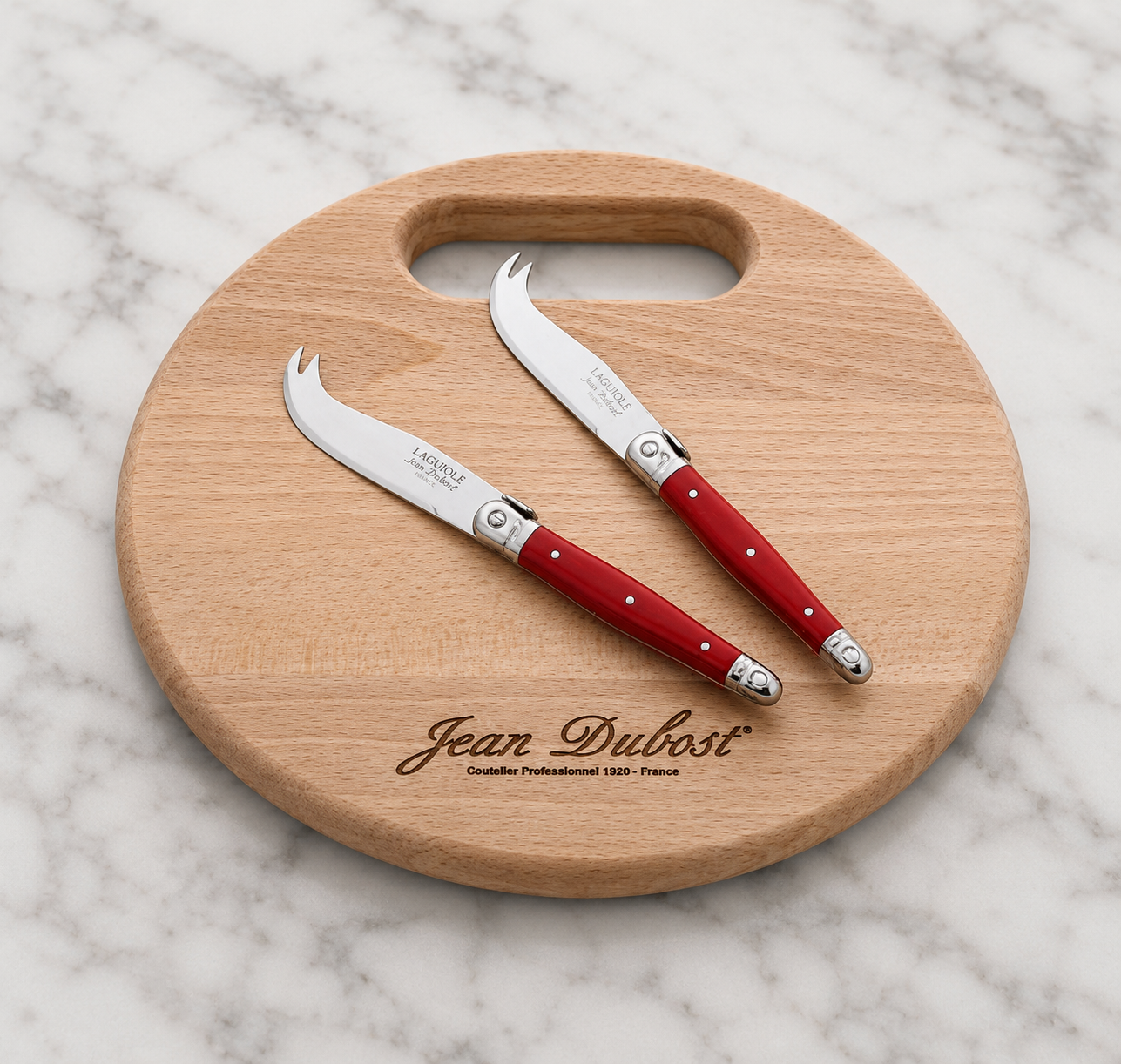 Jean Dubost 2pc Cheese Set Red with Round Board