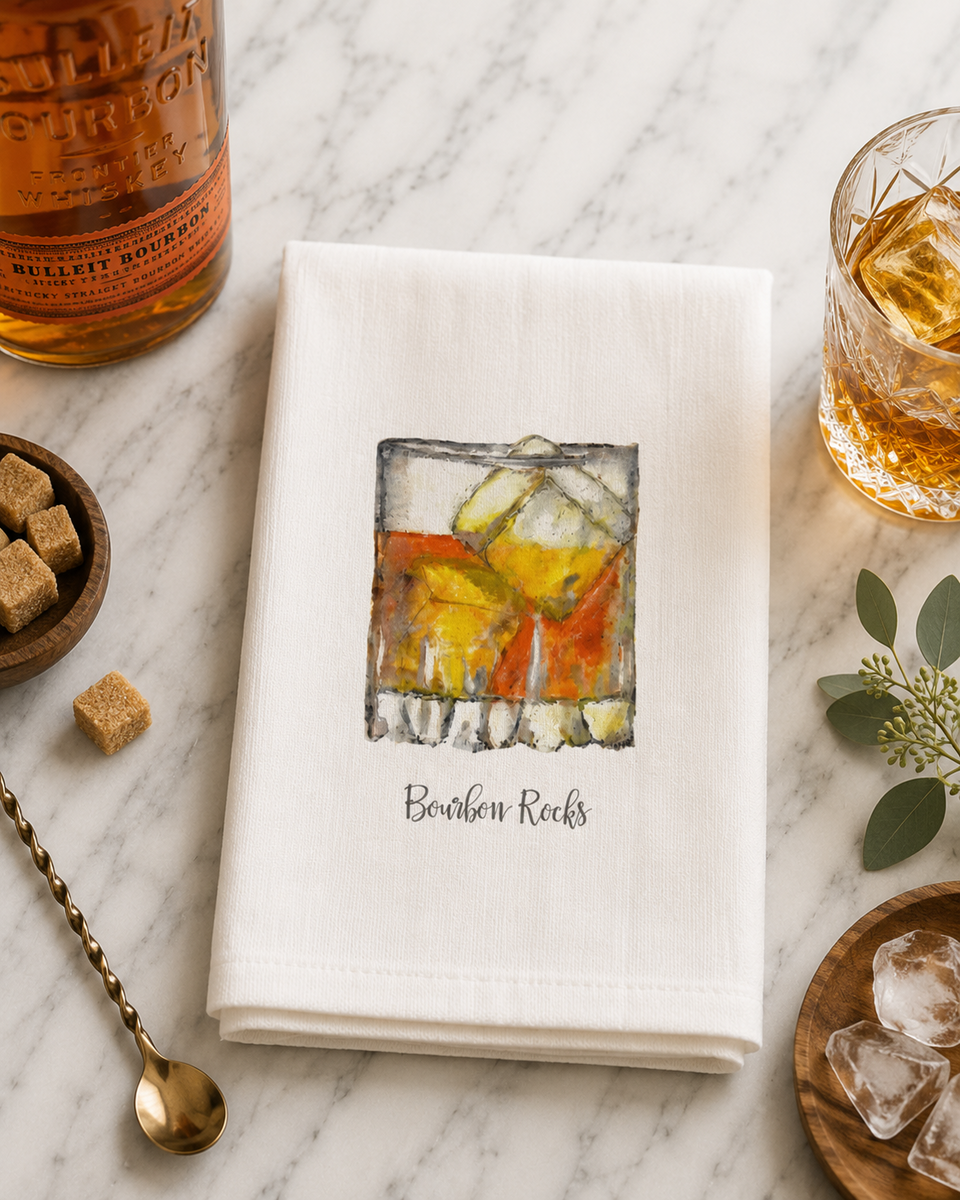Bourbon Rocks Tea Towel