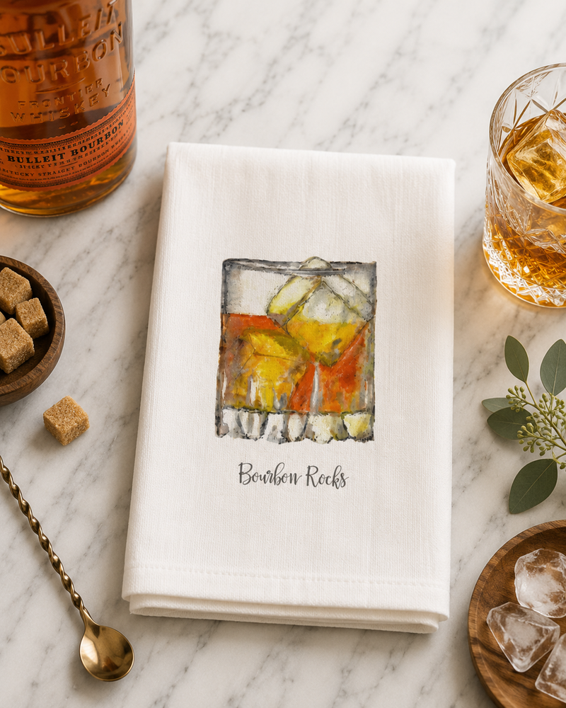 Bourbon Rocks Tea Towel