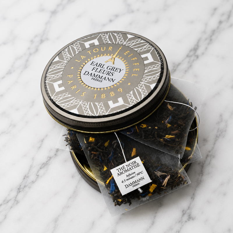 Earl Grey Flower Tin - Black Tea (Bergamot) 6 Tea Bags .42oz