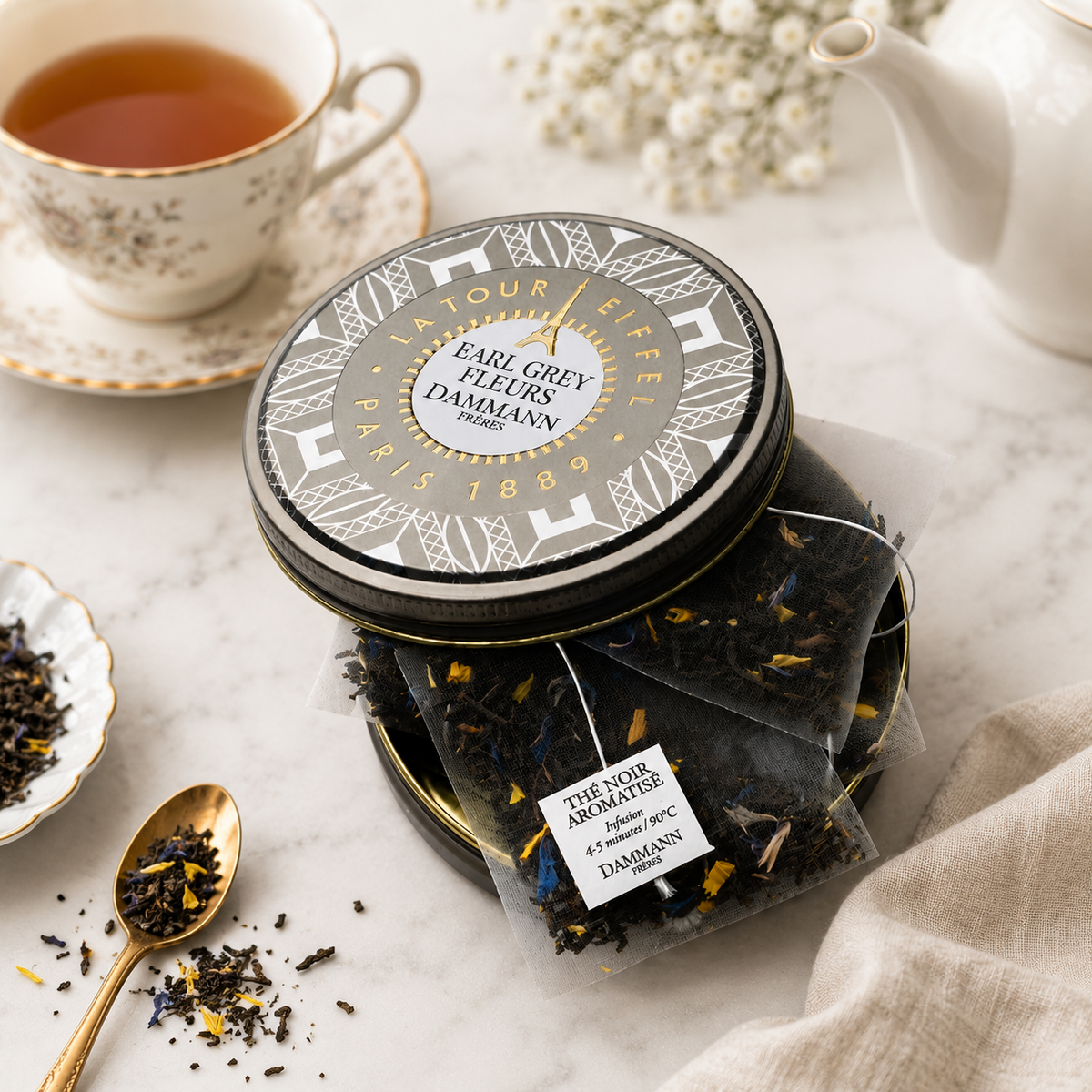 Earl Grey Flower Tin - Black Tea (Bergamot) 6 Tea Bags