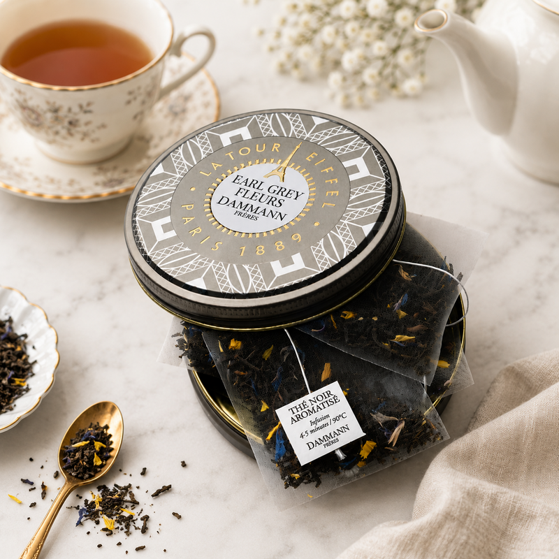Earl Grey Flower Tin - Black Tea (Bergamot) 6 Tea Bags .42oz