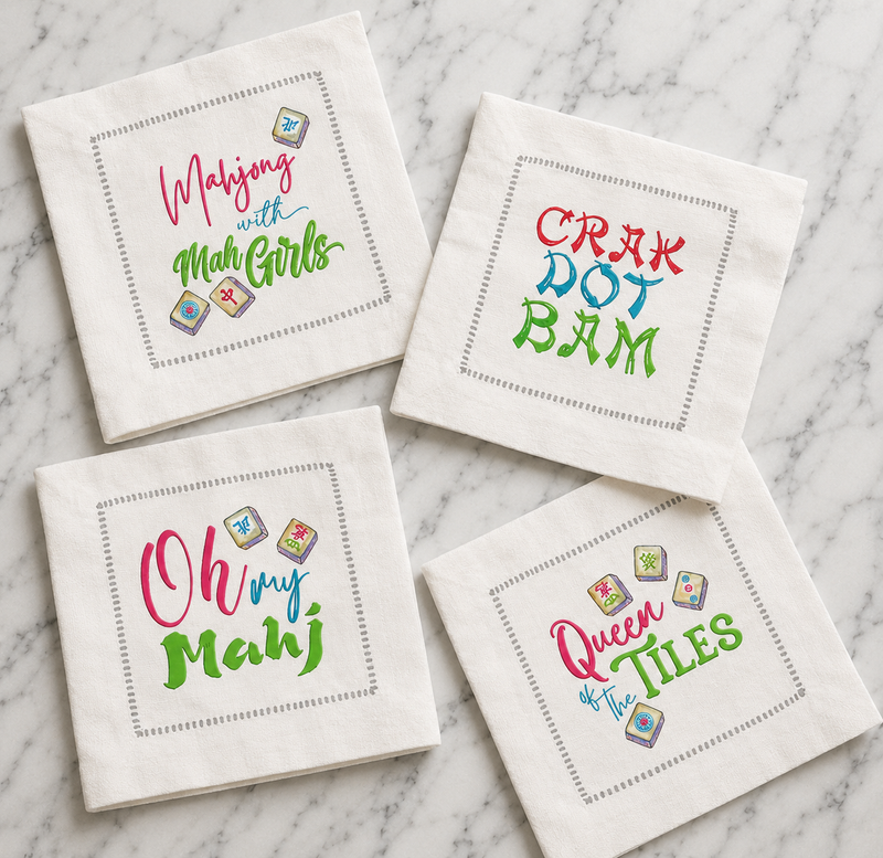 Mahjong Mixed Linen Cocktail Napkin Set